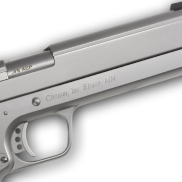 Coonan MOT 45 ACP, 5", Satin Stainless, Fixed Black Sights, Black Alum Grips, 1 Mag (Special Order) - Handsguns - American Guns & Ammo