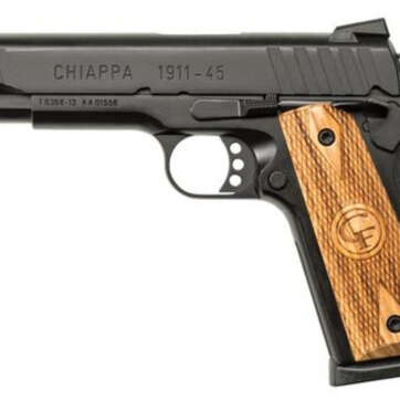 Chiappa 1911-45 Custom 45 ACP 5" Barrel, Checkered Wood Grips Novak Sights Black, 8rd - Handsguns | American Guns & Ammo