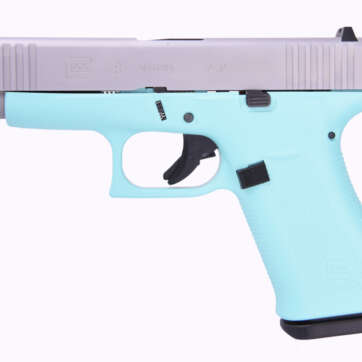 Glock 48 9mm, 4" Barrel, Fixed Sights, Robin Egg Blue, Silver nPVD Slide, 2x 10rd - Handsguns | American Guns & Ammo