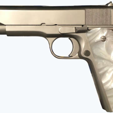 Rock Island Armory M1911-A1 GI *CA* .45 ACP, 5" Barrel, Nickel, Pearl Grips, 8rd - Handsguns | American Guns & Ammo
