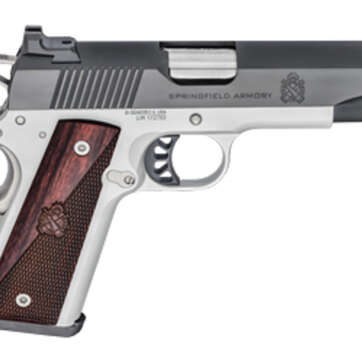 Springfield Ronin Operator 1911, Full Size, 9mm, 4.25" Barrel, Blued Slide, Satin Aluminum Cerakote Steel Frame, Wood Grips, 9 Round, Fiber Optic Front Sight - Handsguns | American Guns & Ammo