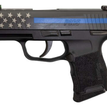 Sig P365 9mm, 3" Barrel, XRay3 Night Sights, Manual Safety, Blue Line Police, 10rd - Handsguns | American Guns & Ammo