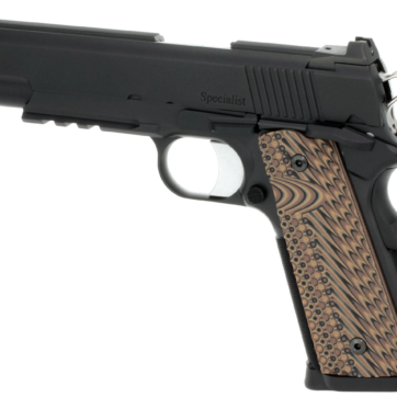 Dan Wesson Specialist Commander 1911 45 ACP 4.25", Black Stainless Steel Black/Brown G10 Grip, 8 rd - Handsguns | American Guns & Ammo