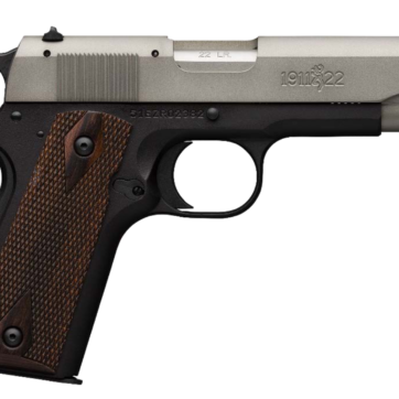 Browning, 1911-22 A1, Semi-automatic, 1911, Compact, 22 LR, 3.63" Barrel, Black Aluminum Frame, Gray Anodized Slide, Right Hand, Walnut Grips, 10Rd - Handsguns | American Guns & Ammo