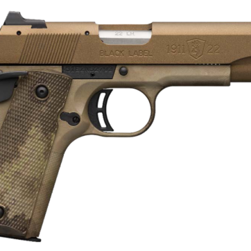 Browning, 1911-22, Black Label Speed, Semi-automatic, Full Size, 22 LR, 4.25" Barrel, Burnt Bronze Color, Cerakote Finish, Polymer Frame, Right Hand, A-TACS AU Camo Composite Grips, Ambidextrous Thumb Safety, White 3 Dot Sights, 10Rd - Handsguns | American Guns & Ammo