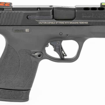 Smith & Wesson, Shield Plus, Performance Center, Striker Fired, Micro Compact, 9mm, 3.1" Ported Barrel, Polymer Frame, Thumb Safety, Fiber Optic, Flat Face Trigger, 2 Mags, 1-10Rd 1-13Rd, Black - Handsguns | American Guns & Ammo