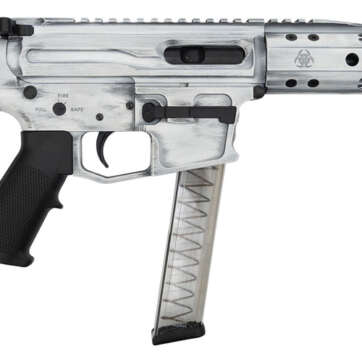 Black Rain Fallout CQB Pistol 9mm, 7.5" Barrel, Blade Brace, Battleworn White, 30rd - Handsguns | American Guns & Ammo