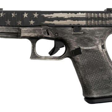 Glock 19 Gen5 AUS 9mm, 4" Barrel, Glock Night Sights, Brushed Silver/Black Flag, 15rd - Handsguns | American Guns & Ammo