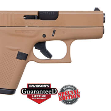 Glock 42 380acp, Apollo Custom, 3.26" Barrel Davidson Dark Earth Full Coverage, 2x 6rd Mags - Handsguns | American Guns & Ammo