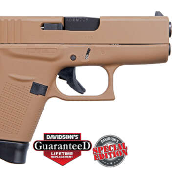 Glock 43 9mm, Apollo Custom, 3.39" Barrel Davidson Dark Earth Full Coverage, 2x 6rd Mags - Handsguns | American Guns & Ammo