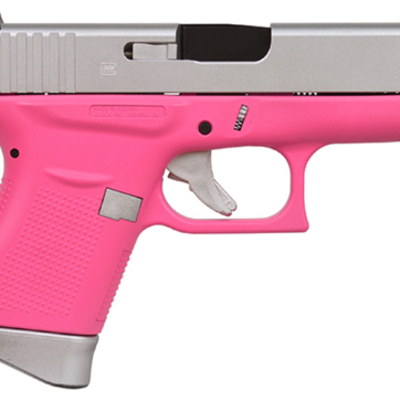 Glock G43 9mm, 3.39" Barrel, Fixed Sights, Silver/Pink Satin, 6rd - Handsguns | American Guns & Ammo