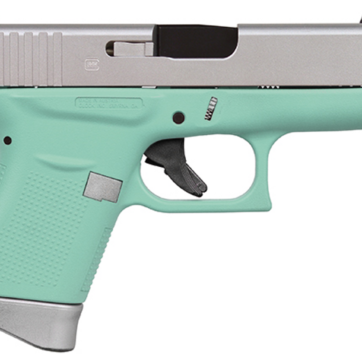 Glock G43 9mm, 3.39" Barrel, Fixed Sights, Silver/Robin Egg, 6rd - Handsguns | American Guns & Ammo
