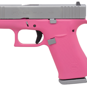Glock 43X Subcompact 9mm, 3.41" Barrel, Silver/Prison Pink, Fixed Sights, 2x10rd Mags - Handsguns | American Guns & Ammo
