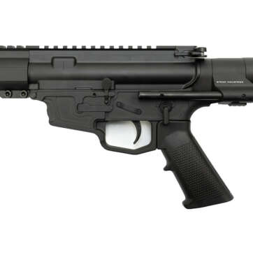 MCM DS9-S 9mm Rear Charging Pistol, 5" Barrel, MP5 Mag, Strike Industries PWD Brace, Black Cerakote - Handsguns | American Guns & Ammo