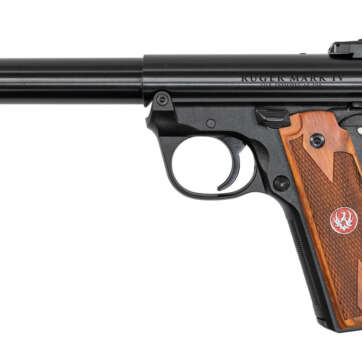 Ruger Mark IV 22/45 .22 LR, 5.5" Barrel, Blued, Wood Grips, 10rd - Handsguns | American Guns & Ammo