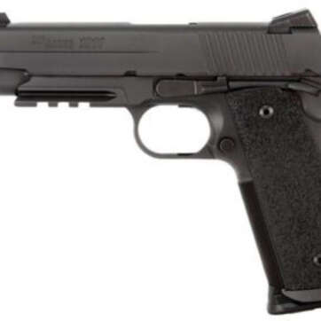 SIG 1911 45 ACP 4.9In TAC OPS BLK SAO Siglite Ergo XT Grip (4) 8RD Steel MAG Rail Threaded (.578X28 RH) - Handsguns | American Guns & Ammo