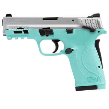 Smith & Wesson M&P Shield EZ .380 ACP, 3.6" Barrel, Robin Egg Blue, Silver Slide, 8rd - Handsguns | American Guns & Ammo