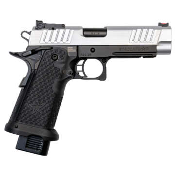 Staccato P 9mm, 4.4" Bull Barrel, G2, Dawson Fiber Optic, SS Slide, DLC Barrel, Black, 17rd/20rd - Handsguns | American Guns & Ammo