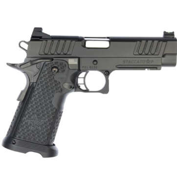 Staccato P DPO 9mm, 4.4" Bull Barrel, G2, Dawson Fiber Optic, SS Barrel, DLC Finish, 17rd/20rd - Handsguns | American Guns & Ammo