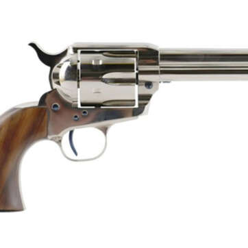 Standard Mfg Single Action Revolver 45 Colt 4.75" Barrel, Nickel Plated, Walnut 1 Pc Grip - Handsguns | American Guns & Ammo