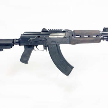 Zastava ZPAP92 With Booster AK-47 Pistol 7.62 x 39 10" Barrel Dark Wood, Top Rail, SB3 Brace, 30rd Mag - Handsguns | American Guns & Ammo