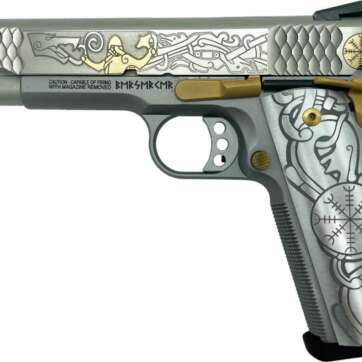 SMITH AND WESSON 1911 E-SERIES "VIKING" GOLD INLAY ON STAINLESS .45 ACP 5" 8RDS GRABAGUN EXCLUSIVE - 1911 | American Guns & Ammo