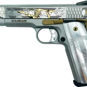 SMITH AND WESSON 1911 E-SERIES "ZEUS" STAINLESS / GOLD .45 ACP 5" BARREL 8-ROUNDS GRABAGUN EXCLUSIVE - 1911 | American Guns & Ammo