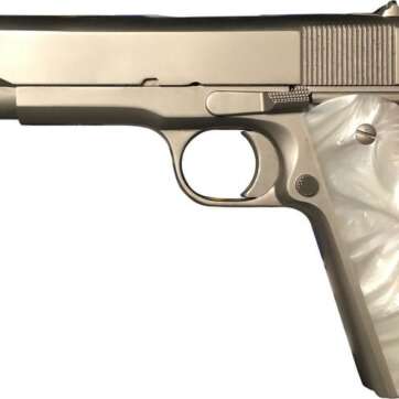 ROCK ISLAND ARMORY M1911-A1 GI NICKEL .45 ACP 5" BARREL 8-ROUNDS MOTHER OF PEARL GRIPS ROCK ISLAND ARMORY M1911-A1 GI NICKEL .45 ACP 5" BARREL 8-ROUNDS MOTHER OF PEARL GRIPS - 1911 - American Guns & Ammo