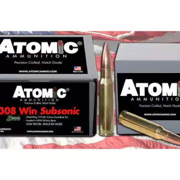 Glock Switch Atomic Ammunition Match Subsonic 308 Winchester Ammo - 175 Grain Sierra MatchKing JHP Box of 100 Rounds - New Arrivals | American Guns & Ammo