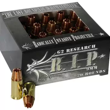 Glock Switch G2 Research R.I.P. 9mm Luger Ammunition - 92 Grain Fragmenting Hollow Point Lead-Free (Box of 100 Rounds) - New Arrivals | American Guns & Ammo