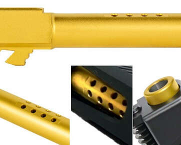 Fits Glock 19 9mm Ported Threaded Barrel in Gold Fits Glock 19 9mm Ported Threaded Barrel in Gold - Glock Barrels - American Guns & Ammo