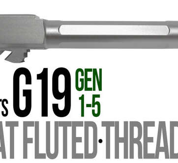 Fits Glock 19 9mm Match Thick Spiral Fluted Barrel Threaded in Flat Gray Fits Glock 19 9mm Match Thick Spiral Fluted Barrel Threaded in Flat Gray - Glock Barrels - American Guns & Ammo