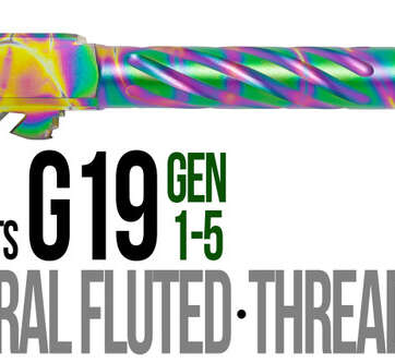 Fits Glock 19 9mm Match Thick Spiral Fluted Barrel Threaded in Chameleon - Glock Barrels - American Guns & Ammo