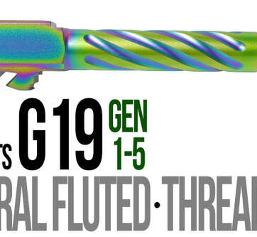 Fits Glock 19 9mm Match Straight Fluted Barrel Threaded in Radio Active Fits Glock 19 9mm Match Straight Fluted Barrel Threaded in Radio Active - Glock Barrels - American Guns & Ammo