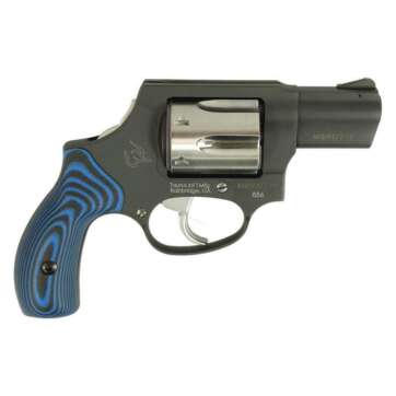 Taurus 856 Handgun .38 Spl 6rd Capacity 2″ Barrel Matte Black Frame Stainless Cylinder VZ Blue Grip - Semi Auto Handguns | American Guns & Ammo