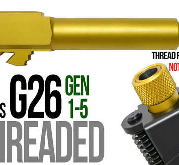 Fits Glock 19 9mm Match Golf Ball Dimpled Barrel Threaded in Gold - Glock Barrels - American Guns & Ammo